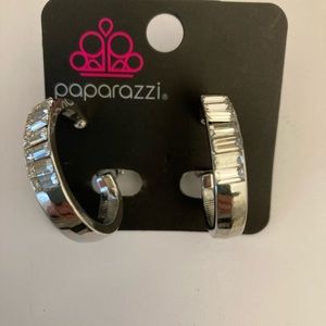 Paparazzi Clear Rhinestone Silvertone Clip On Earrings